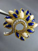 ANTIQUE LARGE .28CT MULTI GEM 18KT TWO TONE GOLD FLOWER LEAF PEACOCK BROOCH PIN