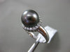 ESTATE LARGE .37CT DIAMOND 14KT WHITE GOLD TAHITIAN PEARL SHARED PRONG HALO RING