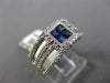 ESTATE 1.03CT ROUND & PRINCESS DIAMOND & AAA SAPPHIRE 14K WHITE GOLD SQUARE RING