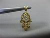 ESTATE .22CT DIAMOND 14KT YELLOW GOLD CHAMSA HAND OF GOD FLOATING PENDANT #24835