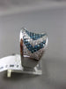 ESTATE LARGE 2.86CT WHITE & BLUE DIAMOND 14K WHITE GOLD 3D PAVE CONCAVE FUN RING