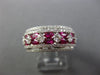 ESTATE WIDE 2.08CT DIAMOND & AAA RUBY 18KT WHITE GOLD MULTI ROW ANNIVERSARY RING