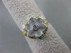 ANTIQUE WIDE .20CT DIAMOND & AAA WHITE QUARTZ 18K 2 TONE GOLD FLOWER RING #21715