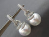 ESTATE LARGE 1.6CT DIAMOND & AAA SOUTH SEA PEARL 18K WHITE GOLD HANGING EARRINGS