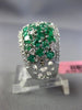 LARGE 3.24CT DIAMOND & COLOMBIAN EMERALD 18K WHITE GOLD CLUSTER ANNIVERSARY RING