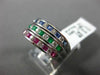 ESTATE WIDE 1.09CT DIAMOND & AAA MULTI GEM 18K WHITE GOLD CLASSIC STACKABLE RING