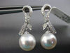 ESTATE .23CT DIAMOND & AAA SOUTH SEA PEARL 18KT WHITE GOLD BOW HANGING EARRINGS