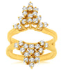 ESTATE LARGE .84CT DIAMOND 14K YELLOW GOLD 3D CLUSTER DOUBLE V SHAPE INSERT RING