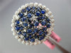 ESTATE LARGE 2.20CT DIAMOND & SAPPHIRE 14KT WHITE GOLD CLUSTER ROUND FLOWER RING