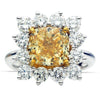 ESTATE LARGE 5.84CT WHITE & FANCY YELLOW DIAMOND 18KT WHITE GOLD ENGAGEMENT RING