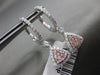 ESTATE .83CT WHITE & PINK DIAMOND 14KT WHITE & ROSE GOLD TRILLION HALO EARRINGS