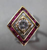 ANTIQUE WIDE 1.85CTW DIAMOND & AAA RUBY 14KT YELLOW GOLD ENGAGEMENT RING #2716