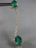 ESTATE LARGE 3.48CT DIAMOND & AAA EMERALD 14KT YELLOW GOLD 3D INFINITY EARRINGS