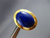 ESTATE LARGE AAA LAPIS 14KT YELLOW GOLD 3D CLASSIC OVAL CLIP ON EARRINGS #25816