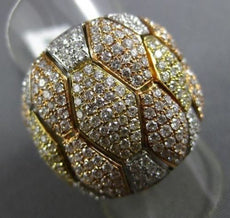 ESTATE LARGE 2.42CT DIAMOND 18KT TRI COLOR GOLD MULTI HEXAGON SEMI ETERNITY RING