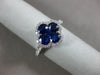 ESTATE 1.69CT DIAMOND & AAA SAPPHIRE 18K WHITE GOLD 3D 4 LEAF CLOVER FLOWER RING