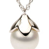 ESTATE AAA PEARL 14K WHITE GOLD 3D CLASSIC MULTI LEAF SOLITAIRE FLOATING PENDANT