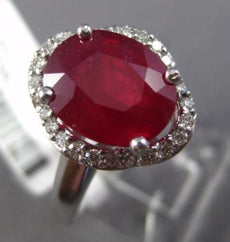 EXTRA LARGE 3.70CT DIAMOND & AAA RUBY 14K WHITE GOLD 3D FILIGREE ENGAGEMENT RING
