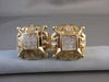 ESTATE LARGE SQUARE 2.95CT DIAMOND PRINCESS CUT 14KT YELLOW GOLD CLIP EARRINGS