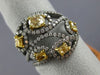ESTATE LARGE 1.63CT WHITE & FANCY YELLOW DIAMOND 14KT BLACK GOLD FLOWER FUN RING