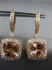 ESTATE LARGE 4.68CT DIAMOND & AAA MORGANITE 14K YELLOW GOLD SQUARE HALO EARRINGS