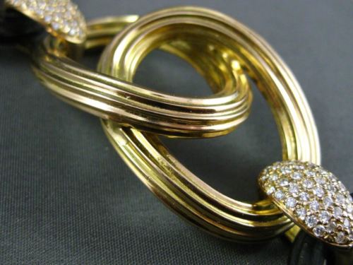 ESTATE MASSIVE 1.30CT DIAMOND 18KT YELLOW GOLD 3D HANDCRAFTED WOOD LOVE BRACELET