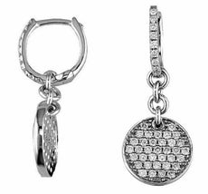 .70CT DIAMOND 14KT WHITE GOLD 3D PAVE ROUND CIRCULAR HUGGIE HANGING EARRINGS