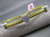 ESTATE .25CT DIAMOND 14K WHITE & YELLOW GOLD WOVEN HEART 3 STONE BANGLE BRACELET