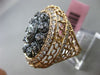 ANTIQUE EXTRA LARGE 1.0CT DIAMOND 14K ROSE & BLACK GOLD 3D OVAL HANDCRAFTED RING