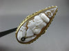 ANTIQUE MASSIVE .02CT DIAMOND 14KT WHITE & YELLOW GOLD LADY CAMEO FILIGREE RING