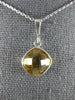 ESTATE 5.0CT AAA CITRINE 14K WHITE GOLD CUSHION CLASSIC BEZEL PENDANT WITH CHAIN