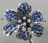 ESTATE 1.66CT DIAMOND & AAA SAPPHIRE 14K WHITE GOLD HANDCRAFTED FLOWER ROSE RING