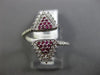 ESTATE WIDE .36CT DIAMOND & AAA RUBY 14KT WHITE GOLD TRIANGLE PAVE FLEXIBLE RING