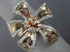 ESTATE LARGE 1.02CT DIAMOND 14K WHITE & ROSE GOLD 3D FLOWER OPEN HEART LOVE RING