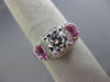 ESTATE WIDE 1.68CT DIAMOND & AAA PINK SAPPHIRE 14K WHITE GOLD 3D ENGAGEMENT RING
