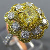 ESTATE LARGE 1.05CT WHITE & FANCY YELLOW DIAMOND 18K 2 TONE GOLD ENGAGEMENT RING