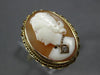ANTIQUE LARGE .02CT DIAMOND 14KT YELLOW GOLD 3D LADY CAMEO OVAL FILIGREE RING