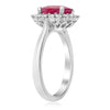 ESTATE 2.68CT DIAMOND & AAA RUBY 14KT PLATINUM GOLD 3D OVAL FLOWER PROMISE RING