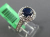 ESTATE 1.31CT DIAMOND & AAA SAPPHIRE 18KT WHITE GOLD 3D HALO ENGAGEMENT RING