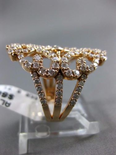 ESTATE LARGE 1.50CT DIAMOND 14KT ROSE GOLD 3D OPEN FILIGREE ETOILE COCKTAIL RING