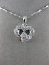 ANTIQUE .26CT DIAMOND 18K WHITE GOLD CLASSIC DOUBLE HEART FILIGREE PENDANT #9386