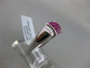 ESTATE WIDE 1.65CT DIAMOND & AAA RUBY 18KT WHITE GOLD SQUARE HALF MOON FUN RING