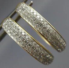 ESTATE .25CT DIAMOND 14KT WHITE GOLD 3D CLASSIC TWO ROW OVAL HOOP EARRINGS