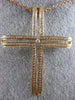 ESTATE LARGE .37CT DIAMOND 18KT ROSE GOLD PAVE SOLITAIRE FLOATING CROSS PENDANT