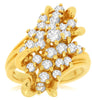 ESTATE WIDE 1.70CT DIAMOND 14KT YELLOW GOLD 3D FLOWER CLUSTER FUN RING