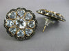 ANTIQUE LARGE 12.9 DIAMOND & AAA AQUAMARINE 14K YELLOW GOLD SILVER STUD EARRINGS