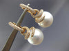 ESTATE LARGE 1.55CT DIAMOND & AAA SOUTH SEA PEARL 18K ROSE GOLD HANGING EARRINGS