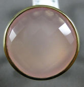 ESTATE LARGE 18.0CT AAA PINK QUARTZ 14KT YELLOW GOLD 3D ROUND FILIGREE FUN RING