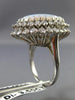 ANTIQUE LARGE 3.50CT OLD MINE DIAMOND & AAA OPAL 14K WHITE GOLD OVAL RING #22137