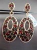 ESTATE LARGE 10.44CTW DIAMOND & GEMSTONE 14KT ROSE GOLD 3D OVAL HANGING EARRINGS